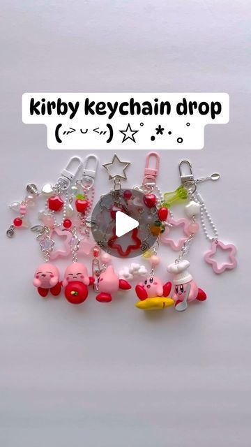 Luckibun ♡ on Instagram: "kirby drop! ʚ(｡˃ ᵕ ˂ )ɞ˖⁺‧₊˚ ♡ ˚₊‧⁺˖ which one’s your favorite? >.< ❤️ $15 each 💌 shipping available! 🐰 #kirby #fyp #beads #handmadejewelry #explorepage #explore #keychain #smallbusiness #handmade #trinkets" Kirby Keychain, Handmade Trinkets, February 1, Kirby, Keychains, Handmade Jewelry, Small Business, Beads, On Instagram