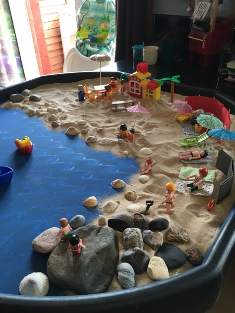 Seaside Tuff Tray Ideas, Beach Tuff Tray Ideas, Seaside Eyfs Activities, Nursery Activity Ideas 2-3, Seaside Crafts For Kids, Tuff Tray Activities For Toddlers, Beach Tuff Tray, Seaside Eyfs, Seaside Craft