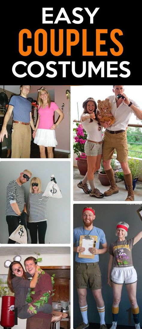 Lazy Couple Halloween Costumes, Cheap Costume Ideas For Couples, Lazy Halloween Costumes Couples, Homemade Costumes Couples, Super Easy Couples Halloween Costumes, Super Simple Couples Costumes, Adult Halloween Costumes For Couples, Diy Couple Costumes For Halloween, Couples Costumes Simple Last Minute