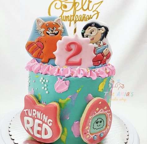 Turning Red Birthday Party Cake, Turning Red Cookies, Turning Red Cake, Turning Red Birthday Party, Turning Red Birthday, Red Party Ideas, Red Party Themes, Disfraz Toy Story, Aaliyah Birthday