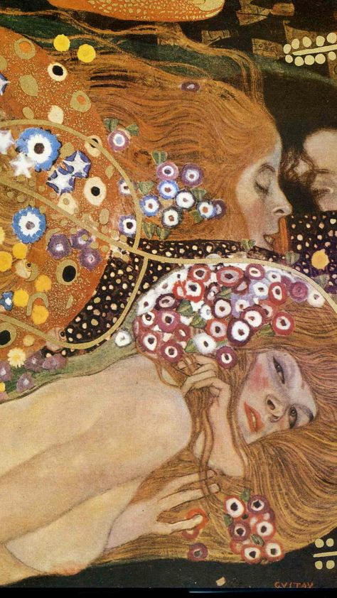 Gustav Klimt (1862 - 1918) Klimt Wallpaper, Water Serpents Ii, Kiss Painting, Gustav Klimt Art, Klimt Art, Iphone Art, Awesome Wallpapers, The Kiss, Vintage Poster Art