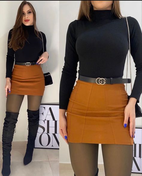 Cómo combinar una falda de cuero: Estilo y versatilidad para tus conjuntos Outfit Navidad, Outfit Botas, Outfits Gorditas, Looks Country, Dress With Stockings, Winter Fashion Outfits Casual, Looks Party, Fashion Mistakes, Looks Chic