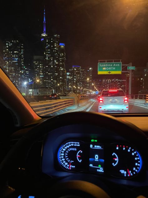 Toronto Night View, Downtown Toronto Aesthetic Night, Toronto Downtown Night, Driving Through City At Night, Toronto Baddie, City Aesthetic Toronto, Toronto City Aesthetic, Toronto Night Aesthetic, Downtown Toronto Aesthetic