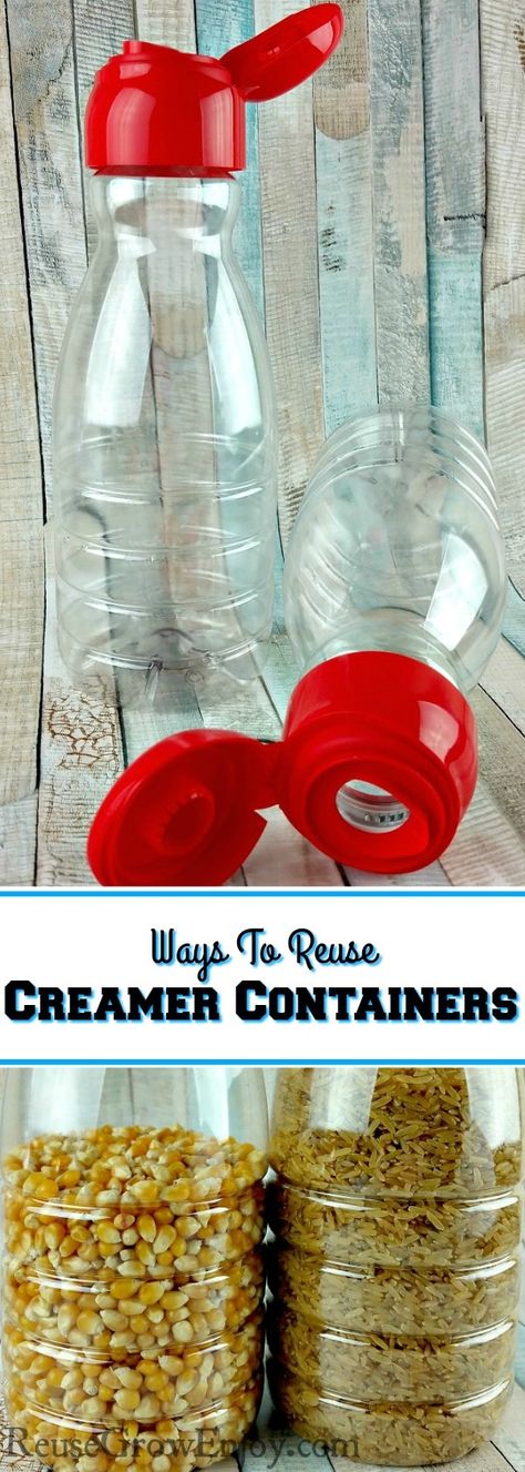 Do you reuse your coffee creamer container? I am going to share some ideas on how you can reuse your coffee creamer containers. Repurposed Creamer Bottles, Reusing Coffee Creamer Bottles, Reuse Creamer Bottles, Repurpose Creamer Bottles, Repurpose Coffee Creamer Bottles, Recycle Coffee Containers, Coffee Mate Container Ideas, Plastic Coffee Container Ideas, Creamer Bottle Crafts