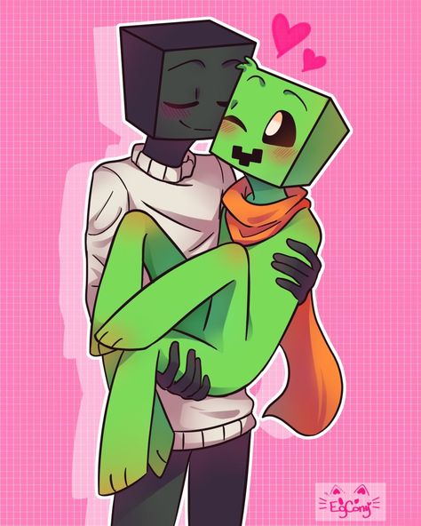 Enderman Fanart Cute, Minecraft Creeper Fanart, Creeper And Enderman, Wither X Skeleton, Enderman Fanart, Minecraft Skeleton, Minecraft Comics, Minecraft Drawings, Minecraft Anime