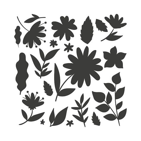 Hand drawn flower silhouettes illustrati... | Free Vector #Freepik #freevector #flower-silhouette #floral-silhouette #plant-silhouette #flower Plant Silhouette, Leaves Silhouette, Florist Brand, Flower Silhouette, Silhouette Illustration, Flower Stencil, Hand Drawn Flowers, Vector Hand, Vector Design