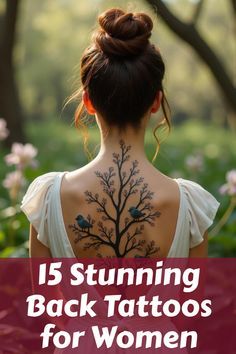 Flower Spinal Tattoo Women, Rib And Back Tattoos For Women, Women’s Back Tattoos Unique, Feminine Upper Back Tattoos, Nature Back Tattoo Women, Across Back Tattoo, Big Spine Tattoos For Women, Back Tattoo For Woman, Sensual Tattoo For Women