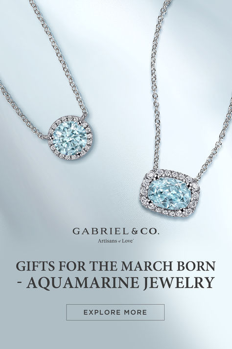 At Gabriel & Co., we're proud to present our stunning collection of aquamarine necklaces crafted to perfection to suit every style and occasion. Jewelry For Him, March Born, Born In March, Aquamarine Necklace, Engagement Rings And Wedding Bands, Aquamarine Jewelry, Blue Gemstones, Inner Beauty, Meaningful Gifts