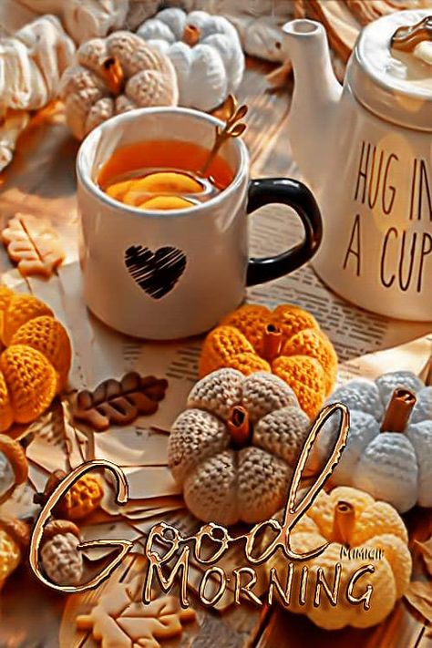 Good Morning First Day Of Fall, Good Morning Fall Coffee, Fall Good Morning, Good Morning Fall, Autumn Gif, Good Morning Ji, Monday Morning Coffee, Good Morning Gift, Good Morning Tea