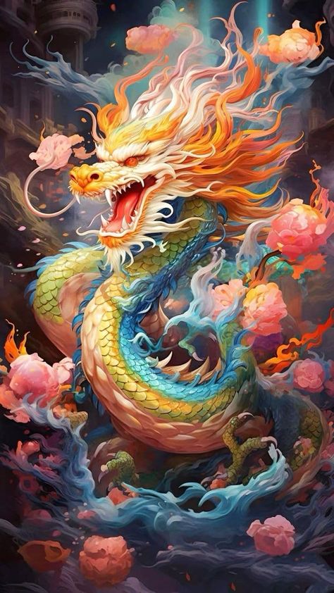 Wood Dragon, Colorful Dragon, Buddhist Art Drawing, Diamond Art Kits, Dragon Artwork Fantasy, Gem Art, Gems Art, Dragon Pictures, Diamond Painting Kits