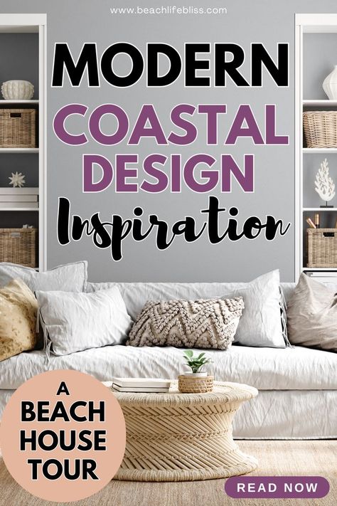 Looking for modern coastal decor ideas? Check out this stunning Delray Beach home with a chic open-concept kitchen. #homedeor #housetour #coastalinspiration Florida Home Decorating, Modern Coastal Design, Modern Coastal Interior Design, Modern Beach House Decor, Coastal Industrial, Beach House Tour, Coastal Entryway, Chic Beach House, Coastal Color Palette