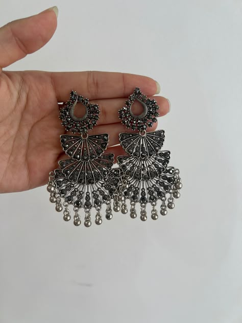 Oxidised Jhumka, Oxidized Jhumka, Capsule Wardrobe Jewelry, 2026 Wedding, Silver Jhumkas, Saree Accessories, Earring Indian, Aesthetic Jewellery, Jhumka Designs