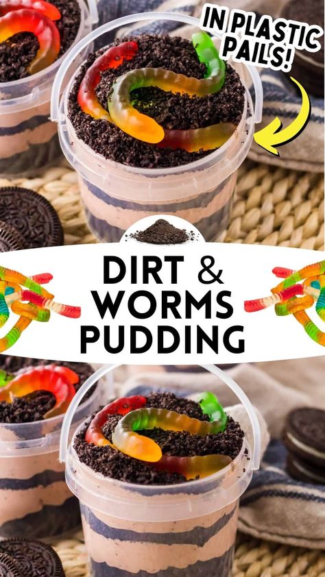 Oreo Dirt Cups, Dirt Cake Cups, Oreo Dirt Pudding, Dirt And Worms, Pudding Oreo, Dirt Cups Recipe, Dirt Recipe, Dirt Pudding Cups, Oreo Cookie Crumbs