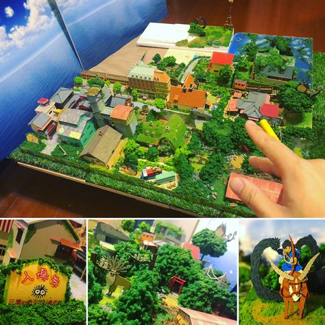 #ghibli #papercraft #diorama #miniature #studioghibli #miniatuart #sankei #mononoke Ghibli Papercraft, Howls Moving, Collage Art Mixed Media, Howls Moving Castle, Miyazaki, Card Maker, My Mom, Mixed Media Art, Collage Art