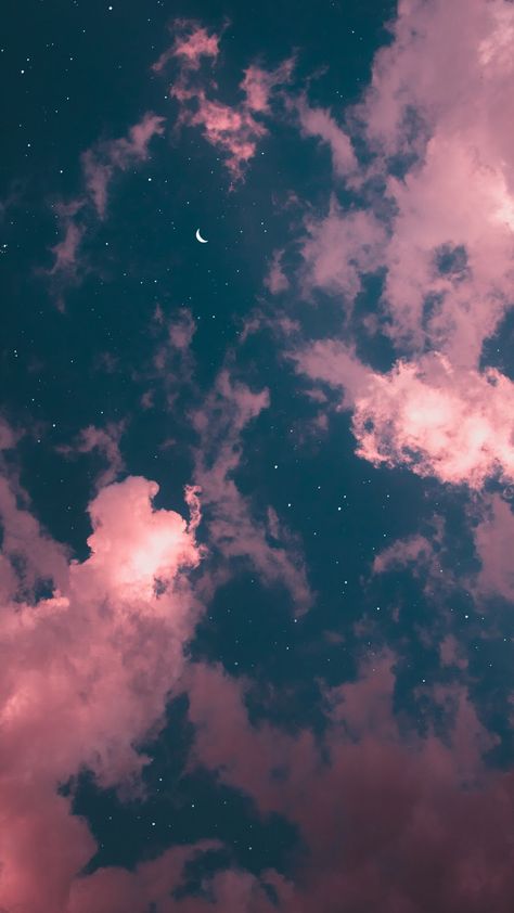 #Pink #Clouds #Wallpaper #Iphone #Phone #Night #Sky #Moon #Love Wallpaper Estetika, Wallpaper Sky, Night Sky Wallpaper, Cloud Wallpaper, Instagram Wallpaper, Backgrounds Phone Wallpapers, Pink Clouds, Aesthetic Pastel Wallpaper, Tumblr Wallpaper