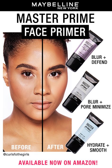 Prep your skin by creating a smooth and even canvas to use with or without makeup with the Maybelline Master Prime Primer. Get complexion perfection with one of these three must-have primers! Best Make Up Primer, Primer For Combo Skin, Best Primer For Combination Skin, Best Makeup Primer For Large Pores, Maybelline Fit Me Primer, Maybelline Primer, Eye Tricks, Makeup Looks For Brown Eyes, Maybelline New York