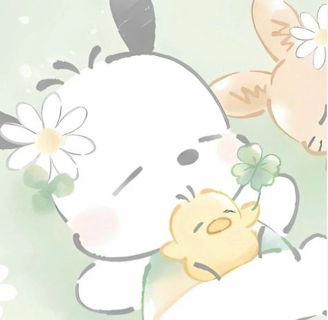 Pochacco Aesthetic, Duck Dog, Hybrid Art, Sanrio Pochacco, Green Cute, Aesthetic Green, Sanrio Wallpaper, Hello Kitty Iphone Wallpaper, Apple Watch Wallpaper