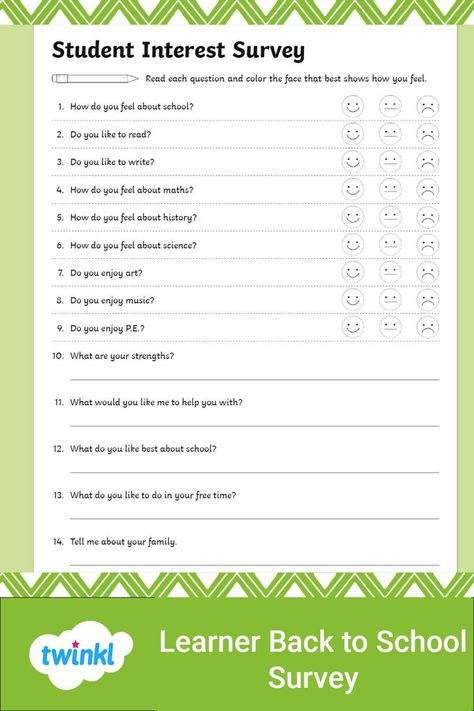 Learn about your children's thoughts and feelings on the current schooling structure with this learners interest survey. This resource would pair well with any of our back to school activities. This resource has been made in a printable version ready to use but there is also an option to edit the questions to suit your on unique classroom needs. #learnersurvey #survey #backtoschool #interests #newclass #newlearners #knowyourlearners #teacherideas Back To School Survey, Values Clarification, Student Interest Survey, Interest Survey, Student Feedback, Parent Survey, Absent Students, Classroom Needs, Esl Kids