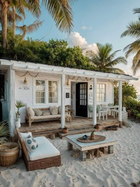 Small Beach House Interior, Beach Shack Interior, Beach Shack Exterior, Pretty Interiors, Sky Window, Tiny Beach House, Small Beach Houses, Airbnb Ideas, Granny Flats