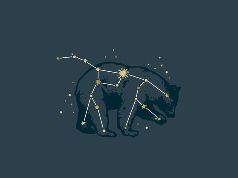 Ursa Major Constellation Poner en zul oscuro al oso y en amarillo o blanco las estrellas. Casi mejor las lineas en blanco de unión y las estrellas amarillo-blanco Ursa Major Constellation, Virgo Constellation Tattoo, Ursa Minor, Bear Tattoos, Ursa Major, Big Dipper, Bear Tattoo, Constellation Tattoos, Star Constellations