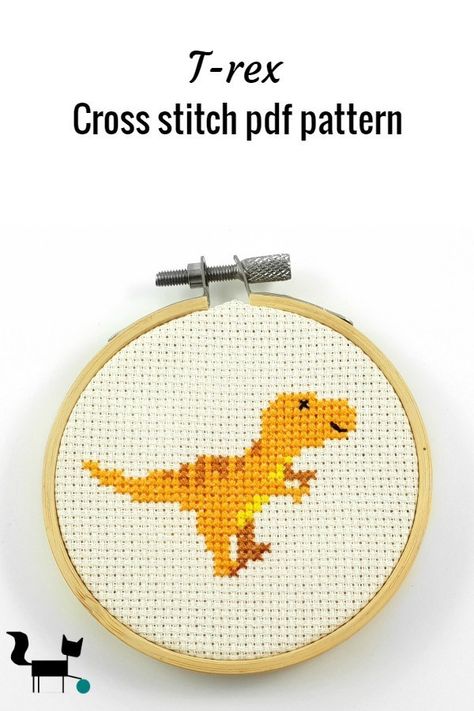 Free Dinosaur Cross Stitch Patterns, Small Dinosaur Embroidery, Simple Cross Stitch Patterns For Kids, T Rex Cross Stitch Pattern, Cross Stitch Cute Animals, Cross Stiches Ideas Easy, Simple Cross Stitch Patterns Free, Dino Cross Stitch, Simple Cross Stitch Patterns