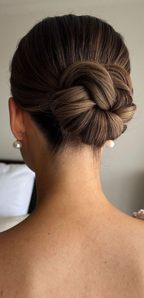 Sleek Bridemaids Hairstyles, Low Bun With Accessories, Sleek Buns For Wedding, Bride Sleek Bun, Sleek Updo Wedding, Sleek Low Bun Hairstyles, Sleek Low Bun Wedding Hair, Sleek Wedding Updo, Wedding Hairstyles Low Bun