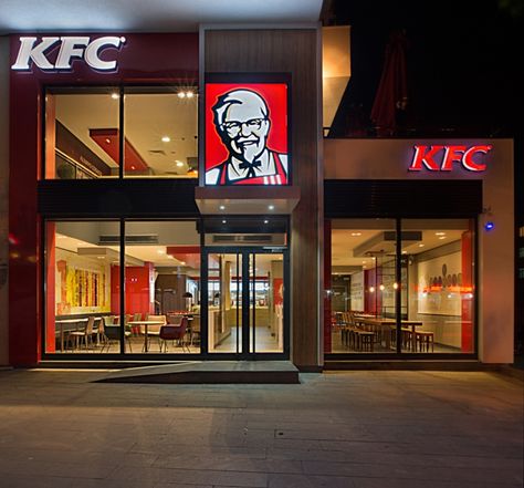 KFC restaurant by CBTE MIMARLIK, Turkey » Retail Design Blog Kfc Restaurant, Modern Restaurant Design, Restaurant Exterior, Burger Restaurant, Restaurant Concept, Retail Store Design, Small Buildings, Retail Design Blog, Restaurant Interior