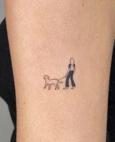 Dog And Person Tattoo, Prairie Dog Tattoo, Walking Dog Tattoo, Dog And Owner Tattoo, Soul Dog Tattoo, Girl And Dog Tattoo, Pet Remembrance Tattoo, Tattoo Dog Outline, Jack Russell Tattoo