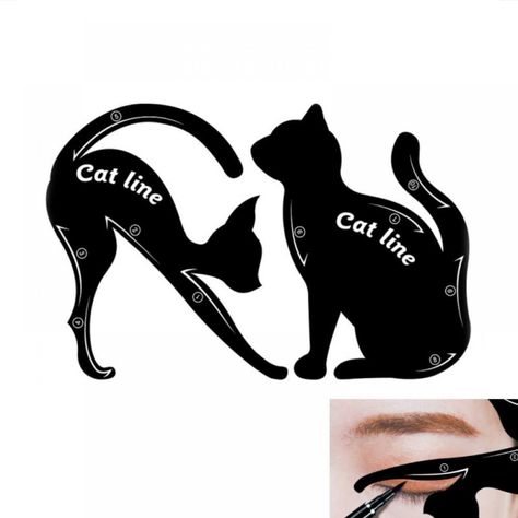 Arrives by Thu, Aug 18 Buy Sebbolt 2 Pcs Women's Fashion Cat Line Stencils Pro Eye Makeup Tool Eyeliner Stencils Template Shaper Model Eyebrows Eyeshadow at Walmart.com Cat Eyeliner Stencil, Eyebrow Guide, Makeup Stencils, Perfect Winged Eyeliner, Eyeliner Set, Eyeliner Stencil, Smoky Eyeshadow, Eye Makeup Tools, Cat Eyeliner