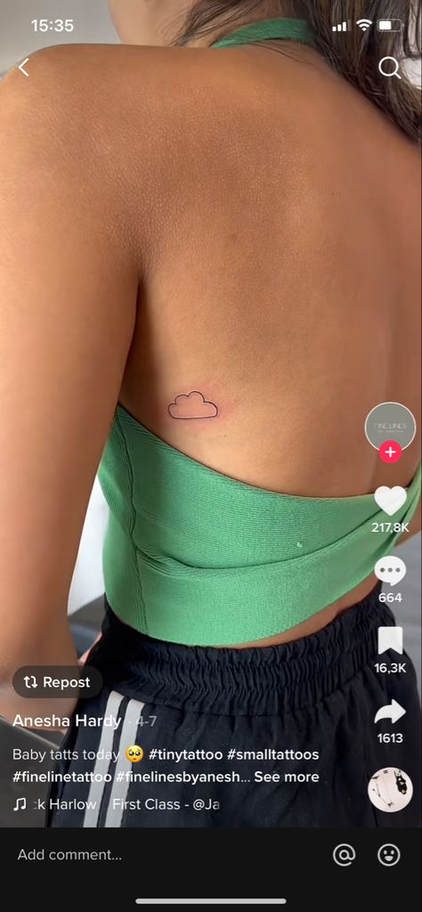 Small Clouds, Cloud Tattoo, Fine Line Tattoos, Line Tattoos, Mini Tattoos, Fine Line, Tiny Tattoos, Back Tattoo, Small Tattoos