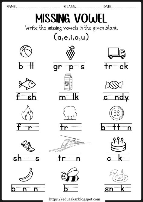 Teach Vowels, Vowels Worksheet, Variant Vowels, English Preschool, Vowels And Consonants, Teaching Vowels, Cvc Words Kindergarten, Vowel Worksheets, Alphabet Worksheets Kindergarten