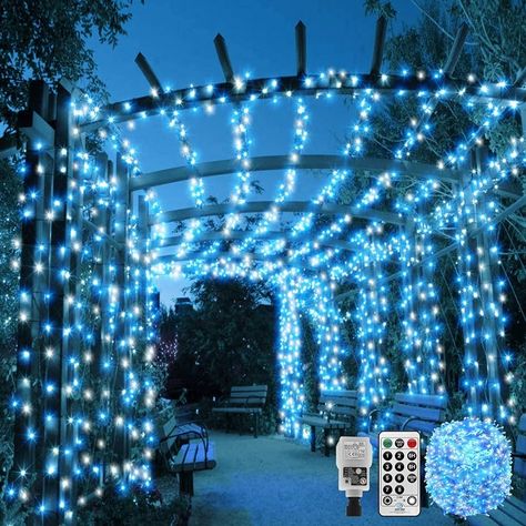 CORST 100m 600LED Outdoor Fairy Lights Plug in Long Outdoor Christmas Lights Garden Tree Lights Mains Powered Waterproof with Remote & Timer 8 Modes for Indoor Gazebo Thanksgiving Decor(Blue+White) : Amazon.co.uk: Lighting Indoor Gazebo, Blue Fairy Lights, Exterior Christmas Lights, Outdoor Tree Lighting, Xmas Decorations Outdoor, Xmas Tree Lights, Gazebo Decorations, Fairy Lights Garden, Christmas Fairy Lights