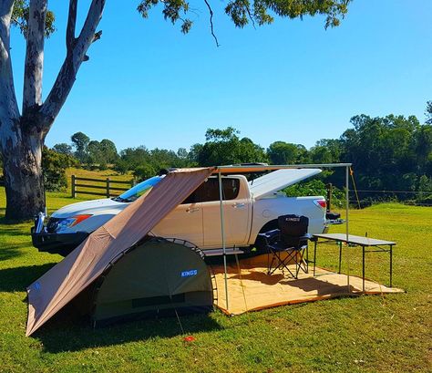 Swag Tent Camping, 4x4 Camping Setup Australia, Swag Setup Camping, Camping Awning Ideas, Jimny Camping Setup, 4wd Camping Setup Australia, Swag Camping Set Ups, 4wd Camping Setup, Swag Camping