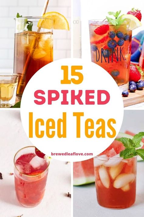 Iced Tea Alcohol Drinks, Spiked Iced Tea, Alcoholic Iced Tea, Ice Tea Bar, Iced Tea Punch, Iced Tea Party, Sweet Tea Cocktail, Summer Tea Recipes, Alcoholic Tea