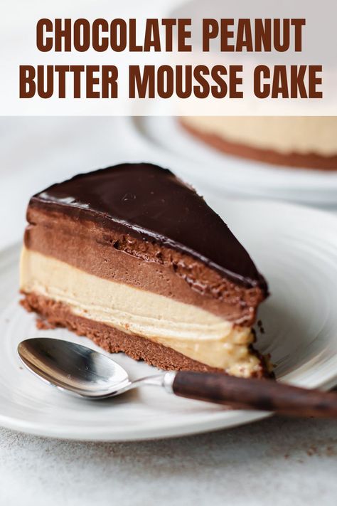 Peanut Butter Chocolate Mousse Cake, Peanut Butter Cheesecake Mousse, Peanut Butter Mouse Cake, Chocolate Mousse Layered Dessert, Peanut Butter Mousse Recipes, Peanut Butter Mouse Cake Filling, Chocolate Peanutbutter Dessert, Chocolate Mouse Cake Filling Recipe, Peanut Butter Moose