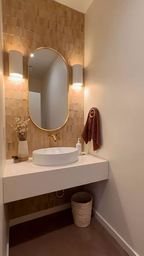 Waffle Towels curated on LTK Desert Interior Design Bathroom, Bathroom Sink Tile Ideas, Plaster Bathroom Vanity, Earthy Bathroom Floor Tile, Powder Room Terracotta, Mediterranean Half Bathroom, Zellige Tile Powder Room, Tile Wall Powder Bathroom, Zellige Powder Room