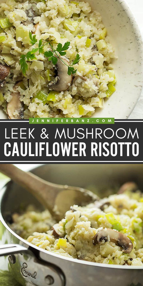 Easter side dish recipes? Look no further than this best risotto recipe! This easy cauliflower risotto is creamy and delicious made with leeks and mushrooms. A perfect low-carb side dish.A must-try! Keto Side Salad, Keto Veggie Sides, Easter Side Dish Recipes, Easy Keto Side Dishes, Easy Low Carb Dinner Recipes, Easter Drinks, Easter Side Dish, Easy Meals To Cook, Easter Side Dishes Recipes