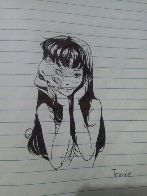 Tomie Sketch Drawing, Tomie Drawing Pencil, Junji Ito Sketch, Tomie Sketch, Tomie Drawing, Junji Ito Collection, Junji Ito, Easy Drawings Sketches, Dark Art Illustrations