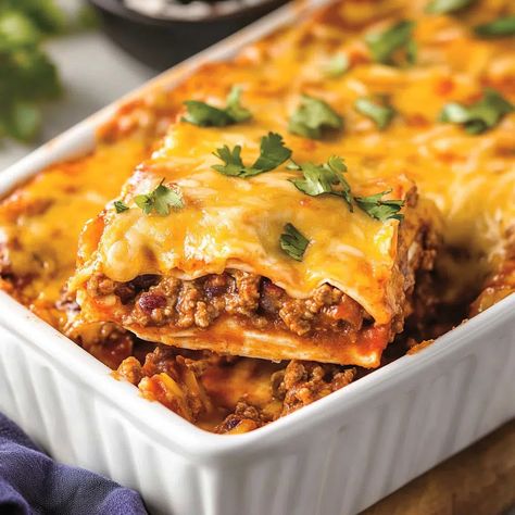 Beef Enchilada Bake Recipe - emiliarecipes.com