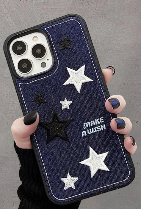 Cute Denim Fabric Embroidery Flower Winter Warm Phone Case For iPhone 14 13 12 11 Pro Jean Phone Case, Denim Phone Case, Phone Back Cover Embroidery, Denim Phone Case Diy, Stary Night Phone Case, Star Phone Case, Purse Essentials, Diy Crafts Room Decor, Denim Accessories