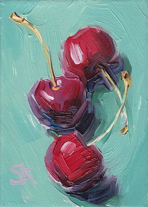 "Red and purple cherries against bright robin's egg blue, composition 1. \"Cherry Bomb\" print size: 5x7 mat size: 8x10 {frame not included} Fill that bare spot on your wall with bright art for small spaces. \"Cherry Bomb\" will look stunning alone or in a grouping with my other prints. The simple white mat is acid free and conveniently fits an 8x10 frame of your choice. OR skip the mat and slip your print into a 5x7 frame instead. https://www.etsy.com/listing/79532889/buy-2-get-1-free-set-of-3-giclee-prints E X P E R I E N C E Color is important. We react emotionally to color, and those reactions are so intermingled with our visceral feelings, color virtually is emotion. Different colors elicit different feelings based on cultural significance and personal experience. Color has spiritual Cherry Kiss, 5x7 Frame, Robin's Egg Blue, Bright Art, Pensacola Fl, 8x10 Frame, White Mat, Cherry Bomb, Giclée Print