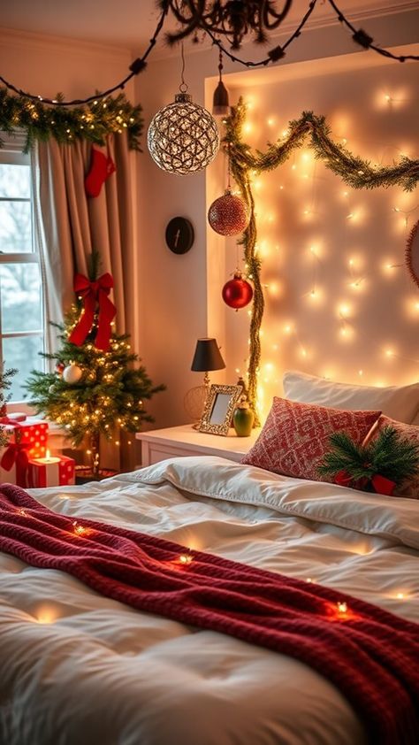 Quick Christmas Bedroom Decor Ideas in 30 Minutes Bedroom Christmas Tree Ideas, Bedroom Christmas Tree, Christmas Bedroom Decor Ideas, Christmas Bedroom Decor, Christmas Decorations Bedroom, Bedroom Christmas, Christmas Bedroom, Tree Ideas, Christmas Tree Ideas