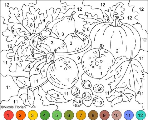 Nicole's Free Coloring Pages: COLOR BY NUMBER * AUTUMN COLORS Adult Color By Number, Color By Number Printable, Adult Colouring Pages, Fall Coloring Pages, Color By Numbers, Color By Number, Coloring Pages To Print, Animal Coloring Pages, Halloween Coloring