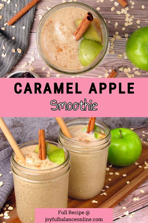 This Caramel Apple Smoothie is the perfect fall treat! This smoothie gets its "caramel" flavor from naturally sweet medjool dates, and is the perfect treat when you want something sweet but also a bit refreshing. Caramel Apple Smoothie, Smoothie Bowl Base, Vegan Winter Recipes, Fall Smoothies, Date Smoothie, Apple Smoothie, Sweet Smoothies, Fall Vegan Recipes, Vegan Holiday Recipes