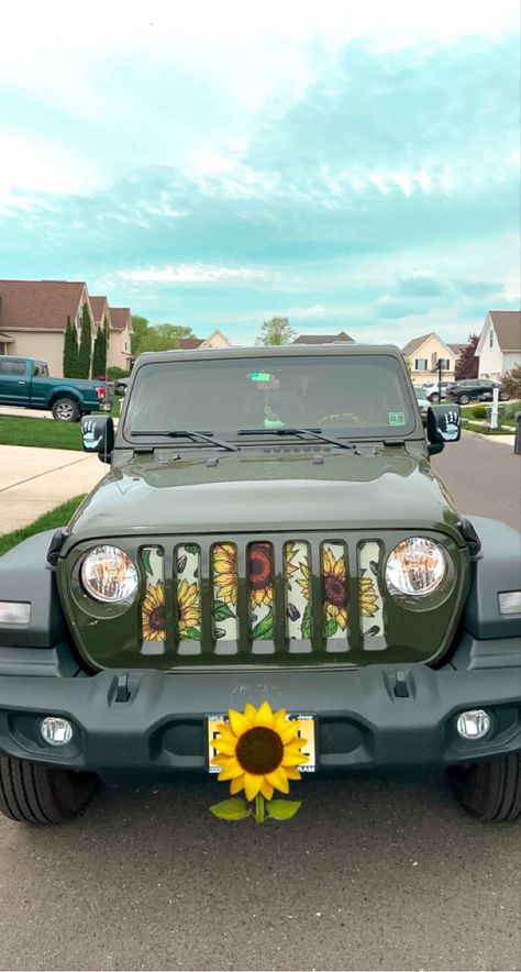 Green Jeep Wrangler Aesthetic, Green Jeep Aesthetic, Sage Green Jeep Wrangler, Sage Green Jeep, Lime Green Jeep, Jeep Wrangler Lights, Sunflower Jeep, Green Jeep Wrangler, Jeep Sahara