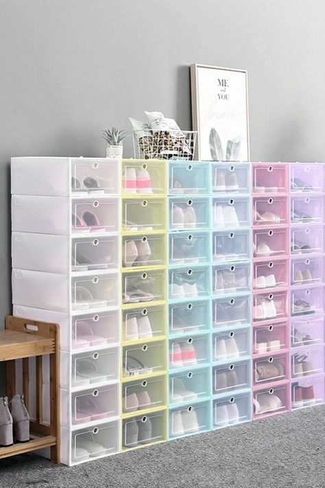 Clear Plastic Shoe Boxes, Stack Displays, Shoe Containers, Shoe Box Storage, Diy Shoe Storage, Sneaker Storage, Shoes Storage, Home Organizer, Clear Shoes