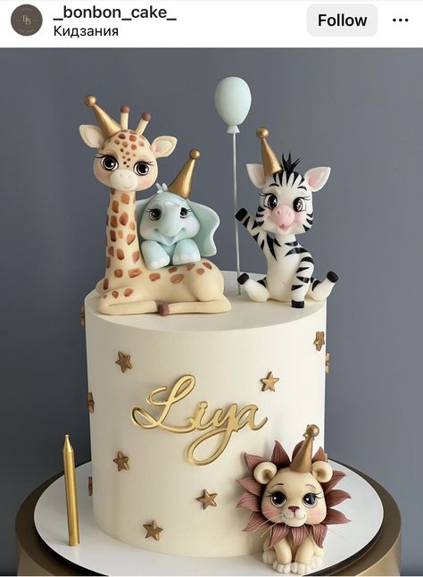 Party Animal Birthday Theme, Birthday Theme Ideas, Jungle Birthday Cakes, Party Animal Birthday, Jungle Theme Cakes, Balloons Cake, Animal Birthday Cakes, Baby First Birthday Cake