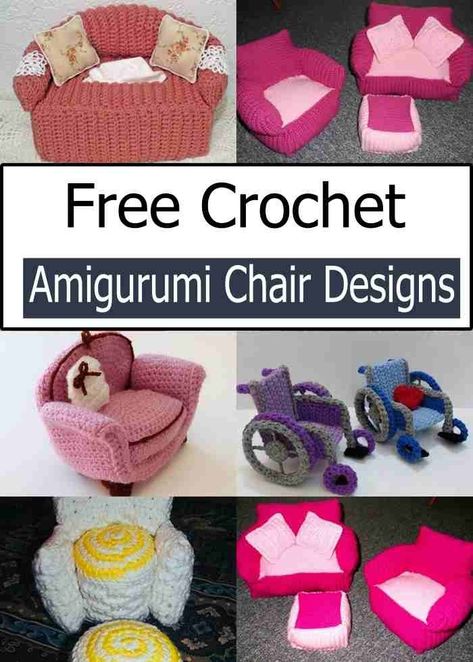 Crochet Amigurumi Chair Chair Crochet, Crochet Furniture, Yarn Projects Crochet, Doll Furniture Patterns, Baby Dress Diy, Crochet Game, Pillow Covers Pattern, Crochet Dollies, Diy Barbie Clothes