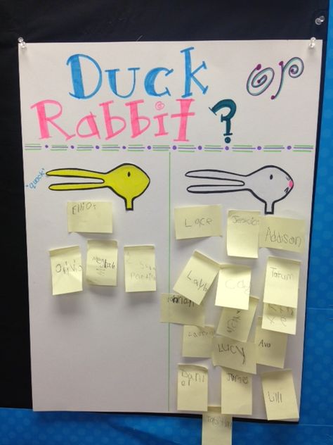 Inspired by Kindergarten: Duck or Rabibit& A Fantastic Blog Giveaway! Duck Rabbit Activities, Concrete Objects, Duck Rabbit, Duck Or Rabbit, Spring Kindergarten, Teaching Mathematics, Happy Teacher, 1st Grade Writing, First Grade Writing