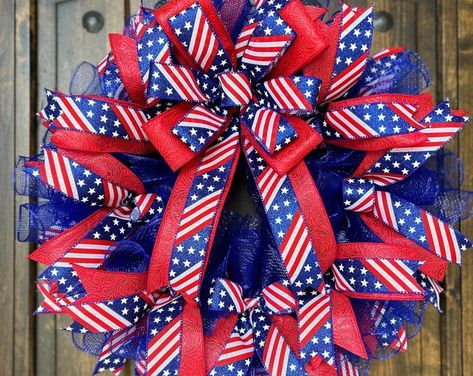 4th of July Wreath, July 4th Gnome, Summer Wreath, Patriotic Wreath - Etsy Patriotic Wreath Diy, July Wreath, Wreath Diy, Patriotic Wreath, Wreath Bow, Summer Wreath, Diy Wreath, July 4th, 4th Of July Wreath